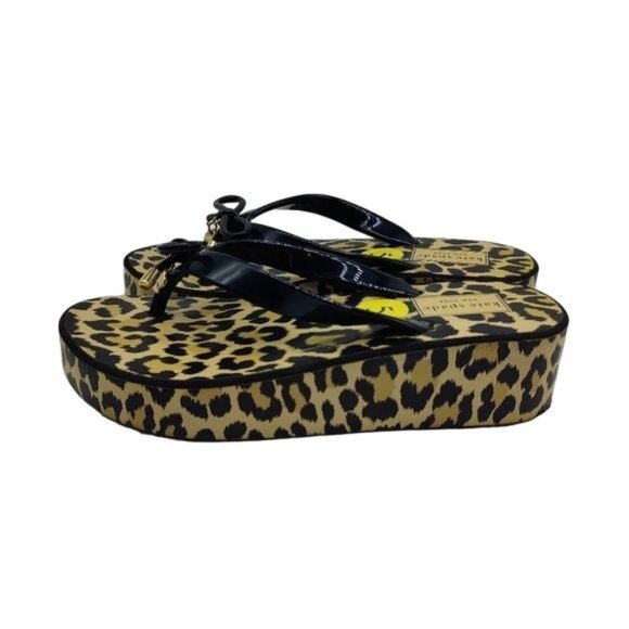 Kate Spade Thong Platform Sandals Black Tan Size 5 Rhett Flip Flops - Picture 5 of 7